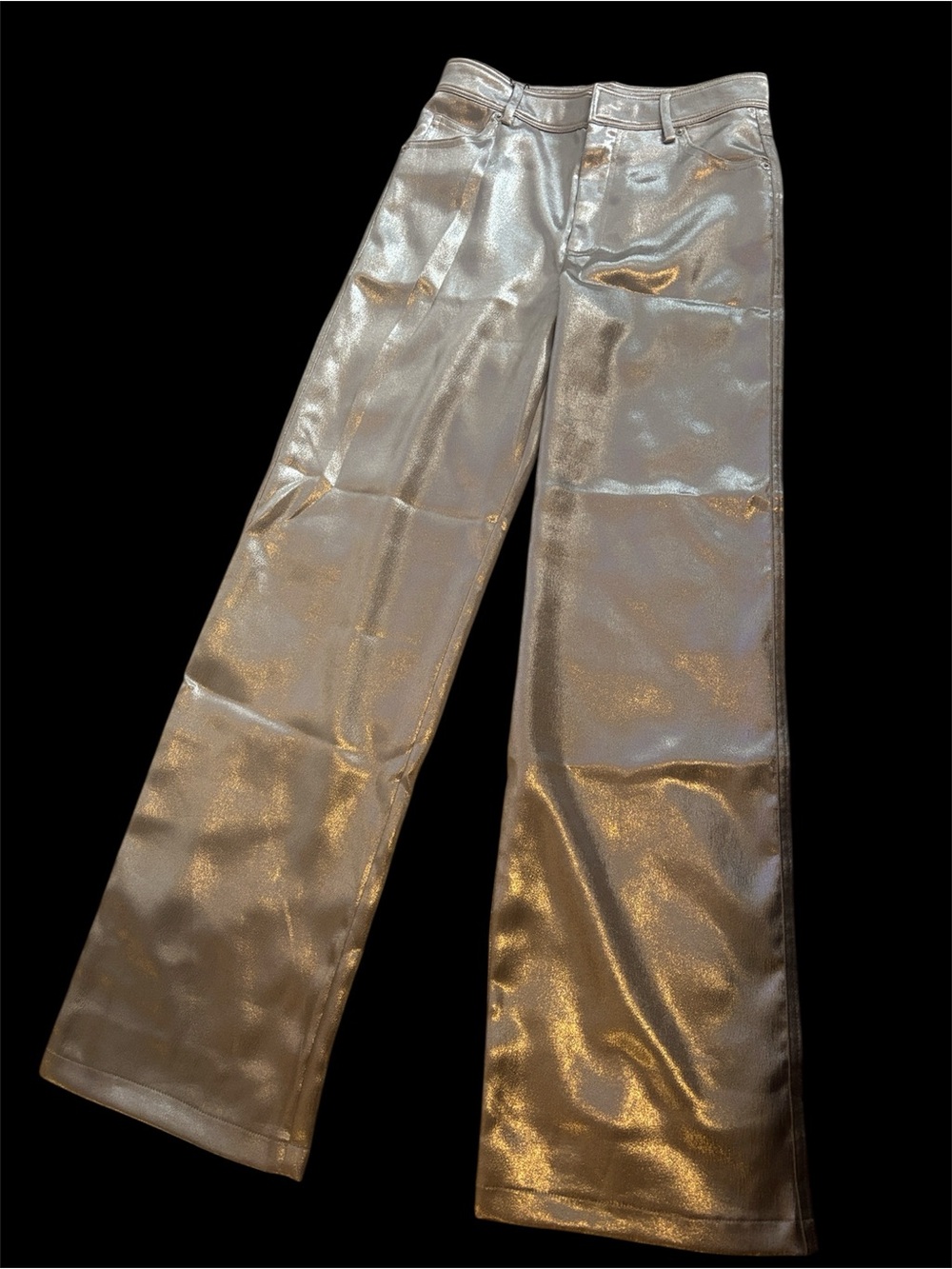 Zara Metallic Silver Wide-Leg Jeans